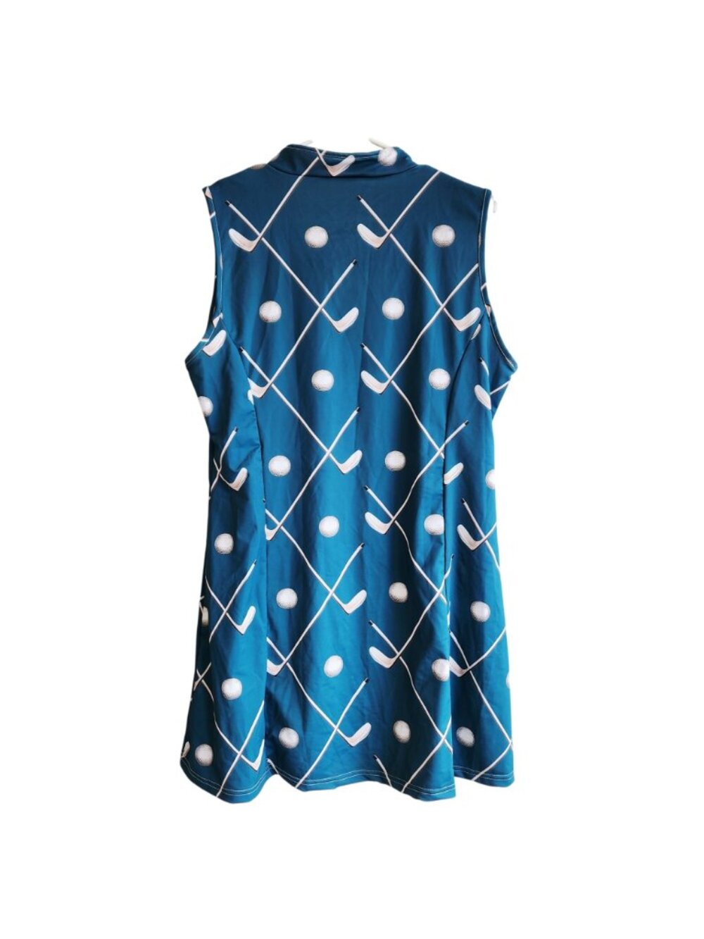 Sleeveless Blue Golf Print Sports Dress and shorts With Front Zipper Size XL - Picture 6 of 9